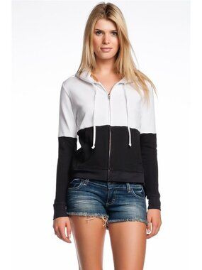 AIKO Weekend Harry B Sweatshirt Hoodie White Black Zip Up Hooded NWT